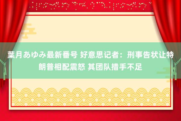 葉月あゆみ最新番号 好意思记者：刑事告状让特朗普相配震怒 其团队措手不足