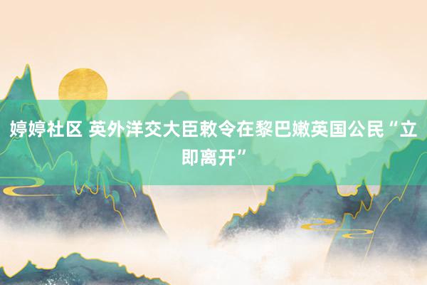 婷婷社区 英外洋交大臣敕令在黎巴嫩英国公民“立即离开”