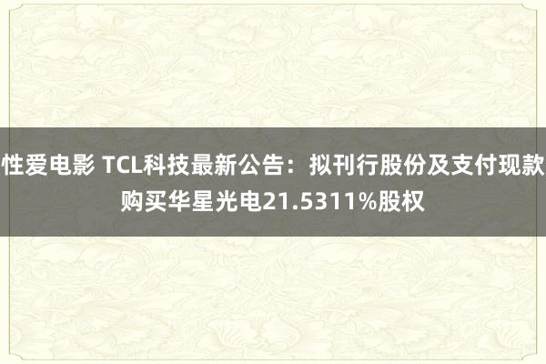 性爱电影 TCL科技最新公告：拟刊行股份及支付现款购买华星光电21.5311%股权