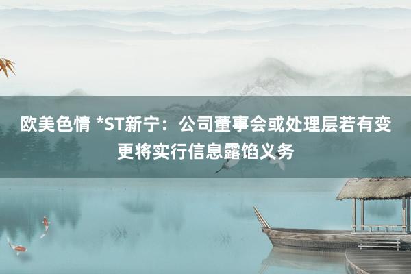 欧美色情 *ST新宁：公司董事会或处理层若有变更将实行信息露馅义务