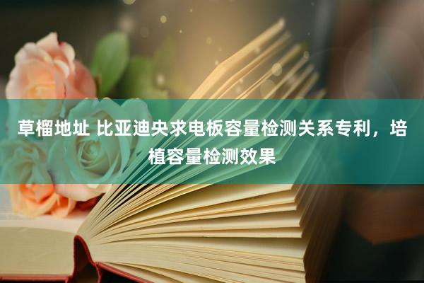 草榴地址 比亚迪央求电板容量检测关系专利，培植容量检测效果