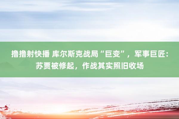 撸撸射快播 库尔斯克战局“巨变”，军事巨匠：苏贾被修起，作战其实照旧收场
