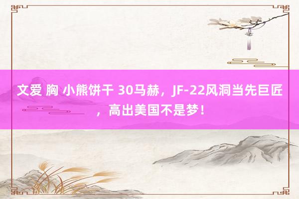 文爱 胸 小熊饼干 30马赫，JF-22风洞当先巨匠，高出美国不是梦！