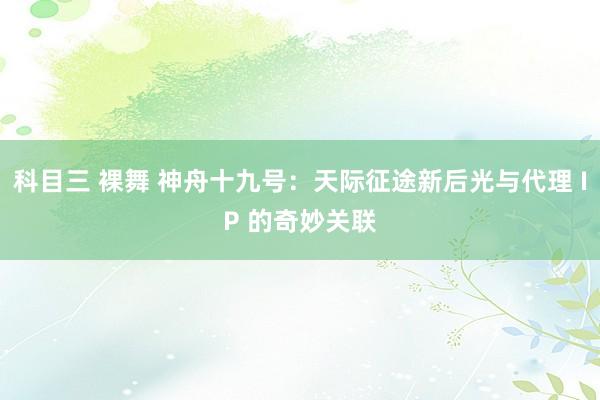 科目三 裸舞 神舟十九号：天际征途新后光与代理 IP 的奇妙关联