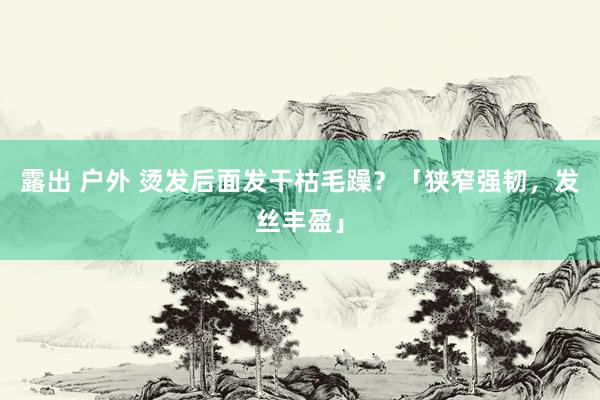 露出 户外 烫发后面发干枯毛躁？「狭窄强韧，发丝丰盈」