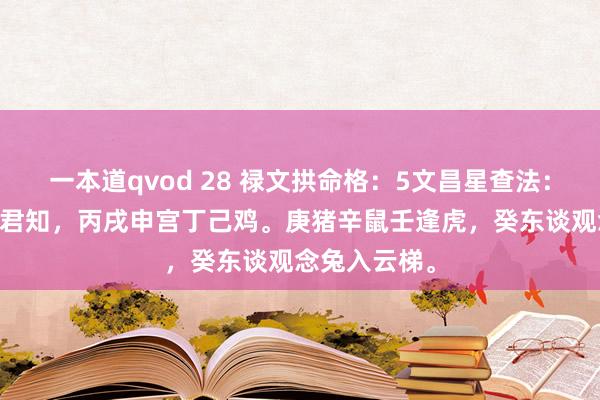 一本道qvod 28 禄文拱命格：5文昌星查法： 甲乙巳午报君知，丙戌申宫丁己鸡。庚猪辛鼠壬逢虎，癸东谈观念兔入云梯。