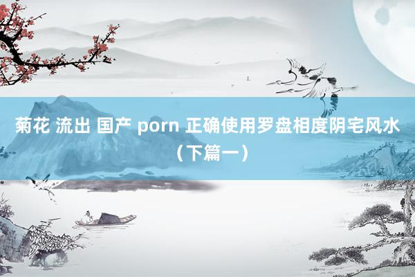 菊花 流出 国产 porn 正确使用罗盘相度阴宅风水（下篇一）