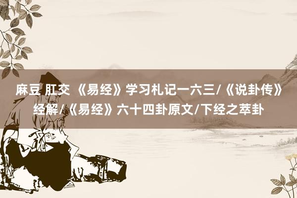 麻豆 肛交 《易经》学习札记一六三/《说卦传》经解/《易经》六十四卦原文/下经之萃卦